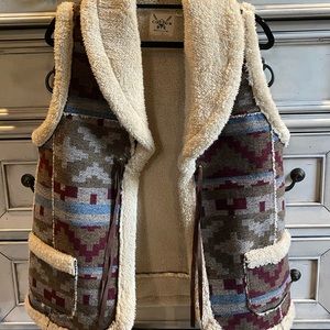 Western style Aztec print fleece vest